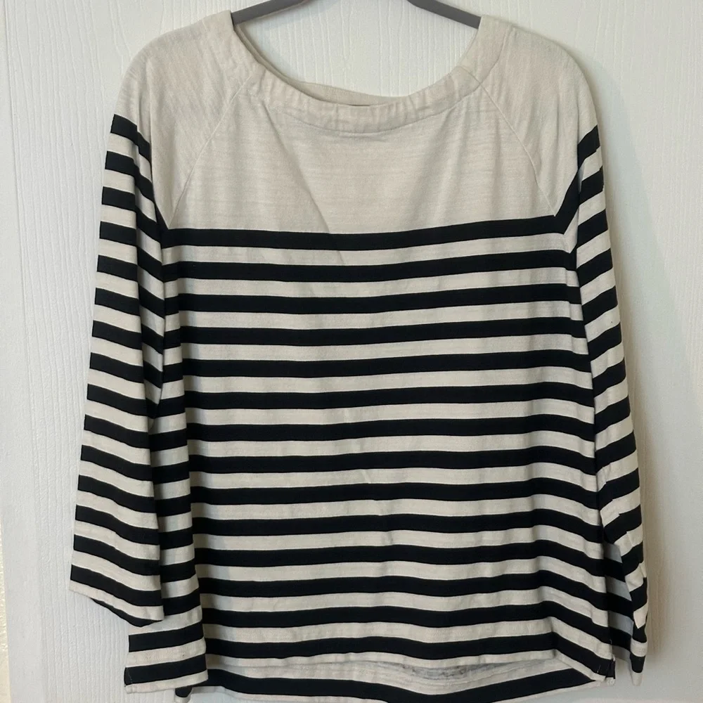LOFT Cotton Striped Long Sleeve Tee size XL - Picture 2 of 6